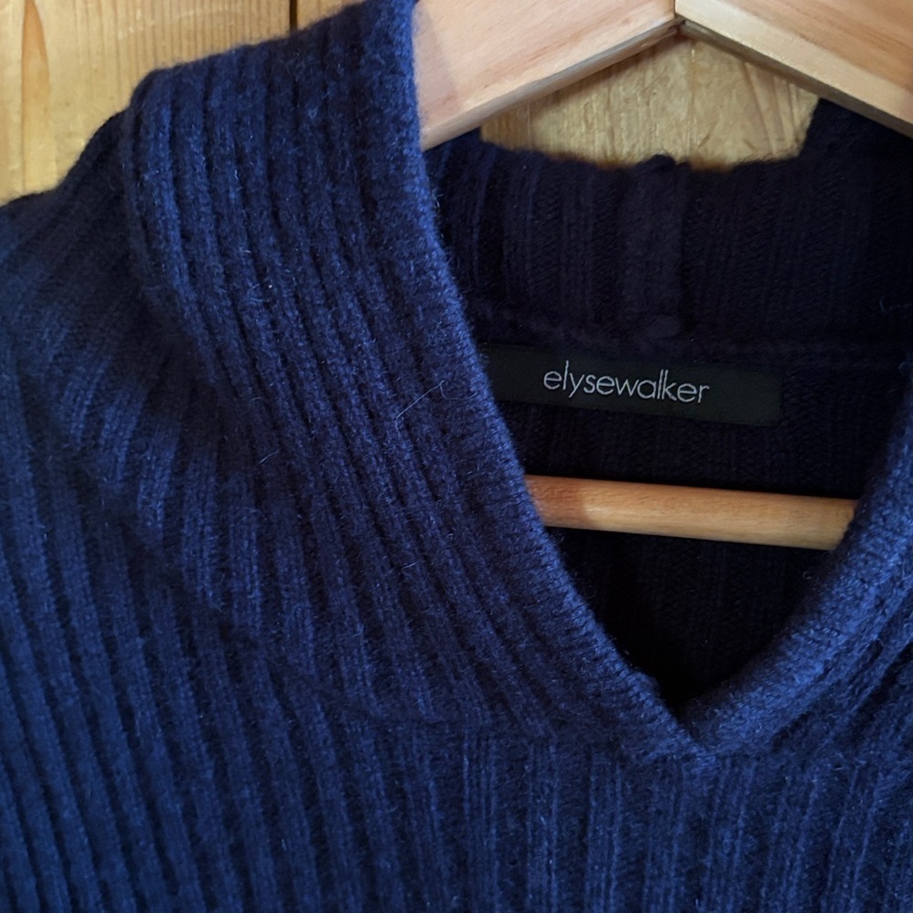 Elyse Walker Wool Hooded Rib Knit Crop Sweater - Picture 2 of 4
